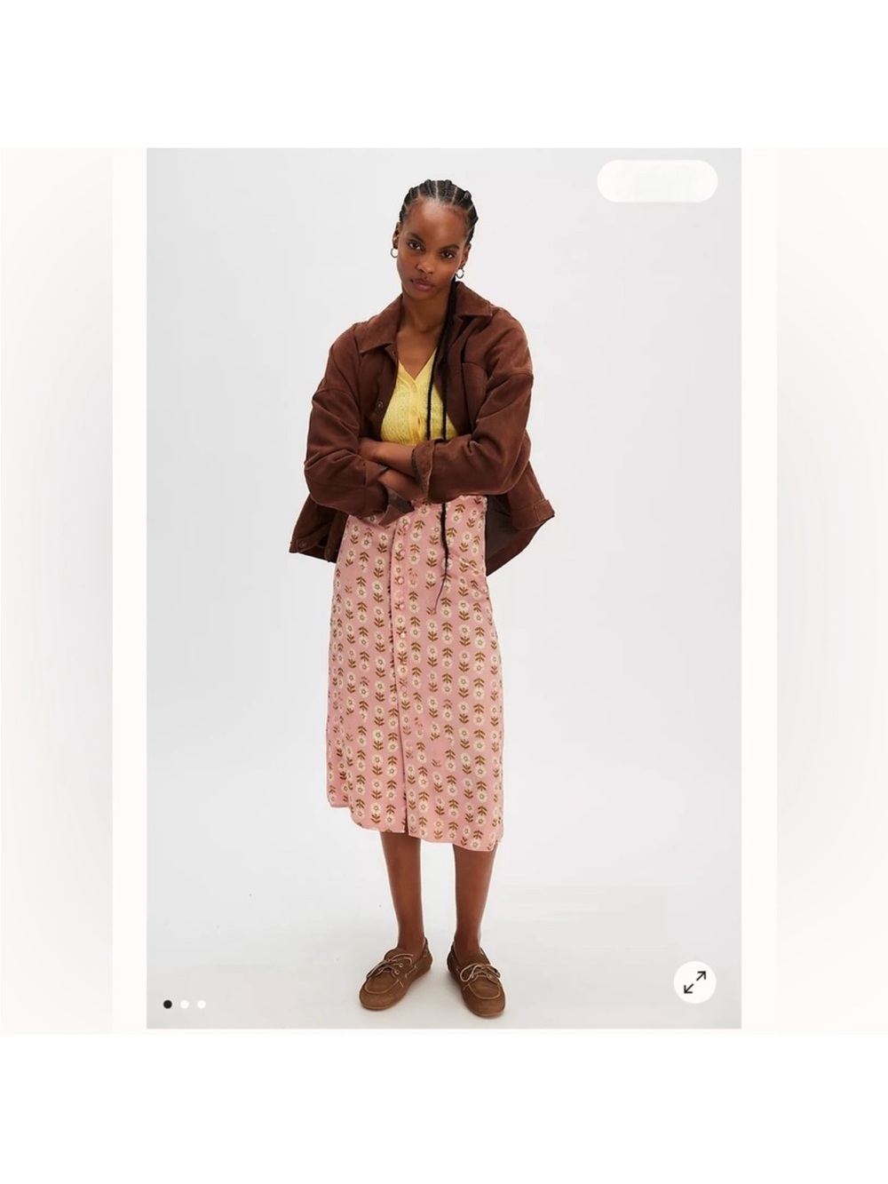 Analise Free People Printed Midi Skirt pink blush combo